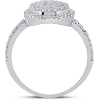 GND 10K White Gold Round Diamond Cluster Ring with Pave-Set and Prong-Set Diamonds - 1/2 Total Carat Weight