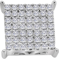 GND 10K White Gold Round Diamond Square Cluster Stud Earrings - 0.74 Carat Total Diamond Weight