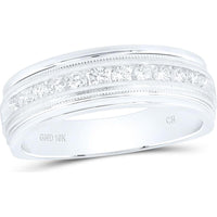 GND 10K White Gold Single Row Channel-Set Round Diamond Wedding Band - 1/2 Carat Total Diamond Weight