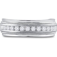 GND 10K White Gold Single Row Channel-Set Round Diamond Wedding Band - 1/2 Carat Total Diamond Weight