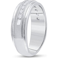 GND 10K White Gold Single Row Channel-Set Round Diamond Wedding Band - 1/2 Carat Total Diamond Weight