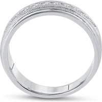GND 10K White Gold Single Row Channel-Set Round Diamond Wedding Band - 1/2 Carat Total Diamond Weight
