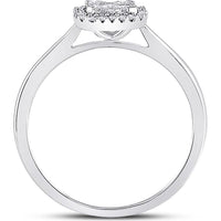 GND 10K White Gold Square Cluster Ring with Prong-Set Round Diamonds - 1/3 Carat Total Diamond Weight
