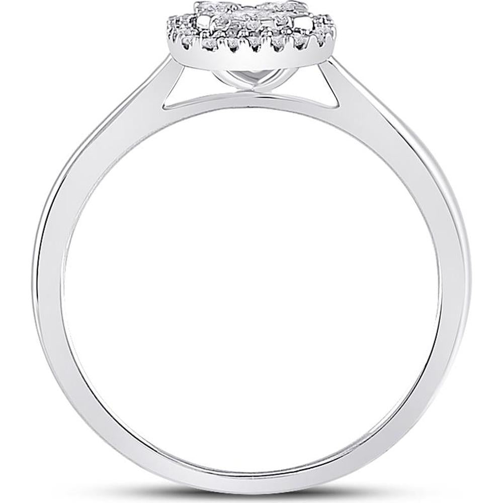 GND 10K White Gold Square Cluster Ring with Prong-Set Round Diamonds - 1/3 Carat Total Diamond Weight