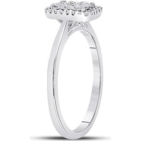 GND 10K White Gold Square Cluster Ring with Prong-Set Round Diamonds - 1/3 Carat Total Diamond Weight