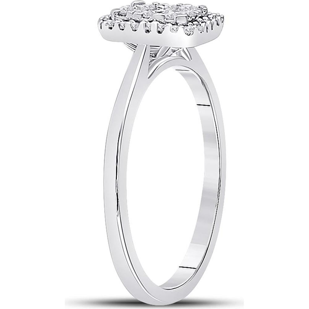 GND 10K White Gold Square Cluster Ring with Prong-Set Round Diamonds - 1/3 Carat Total Diamond Weight