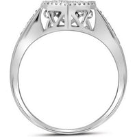 GND 10K White Gold Teardrop Moving Solitaire Ring with Round Diamonds - 3/8 Total Carat Weight