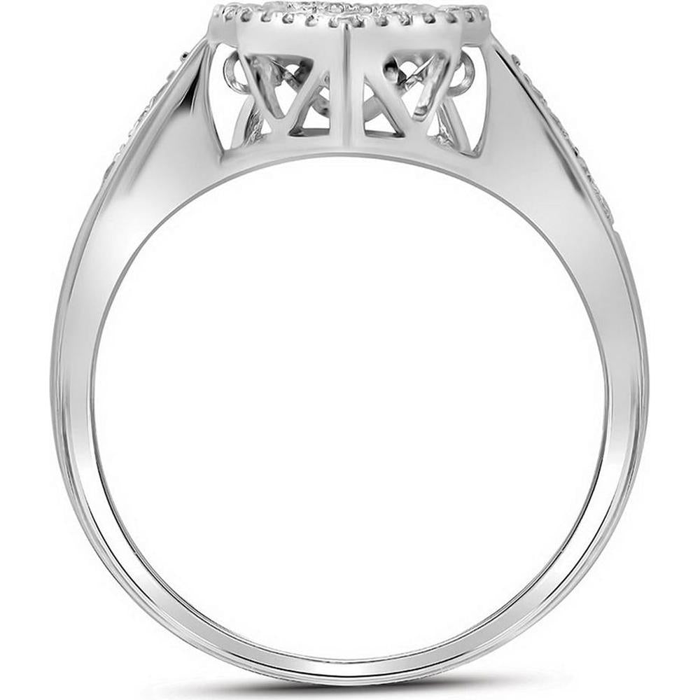 GND 10K White Gold Teardrop Moving Solitaire Ring with Round Diamonds - 3/8 Total Carat Weight