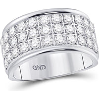 GND 10K White Gold Triple Row Round Diamond Band Ring - 1.50 Carat Total Diamond Weight