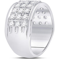 GND 10K White Gold Triple Row Round Diamond Band Ring - 1.50 Carat Total Diamond Weight