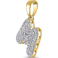 GND 10K Yellow Gold 1/2 Carat Round Diamond Letter M Bubble Initial Charm Pendant