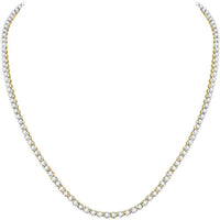 GND 10K Yellow Gold 20-Inch Single Row Link Chain Necklace with Prong-Set Round Diamonds - 9 Carat Total Diamond Weight