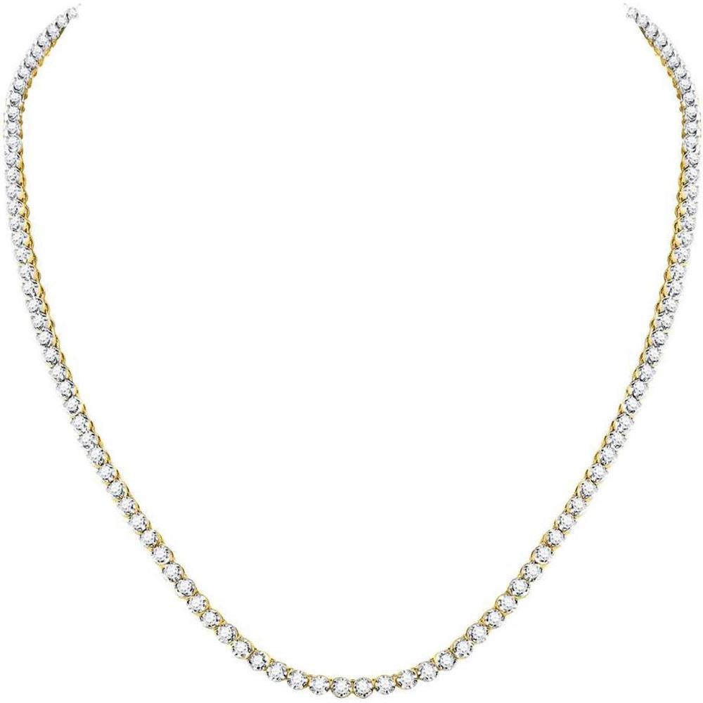 GND 10K Yellow Gold 20-Inch Single Row Link Chain Necklace with Prong-Set Round Diamonds - 9 Carat Total Diamond Weight