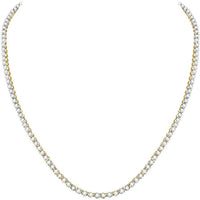 GND 10K Yellow Gold 20-Inch Single Row Link Chain Necklace with Prong-Set Round Diamonds - 9 Carat Total Diamond Weight