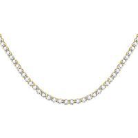 GND 10K Yellow Gold 20-Inch Single Row Link Chain Necklace with Prong-Set Round Diamonds - 9 Carat Total Diamond Weight