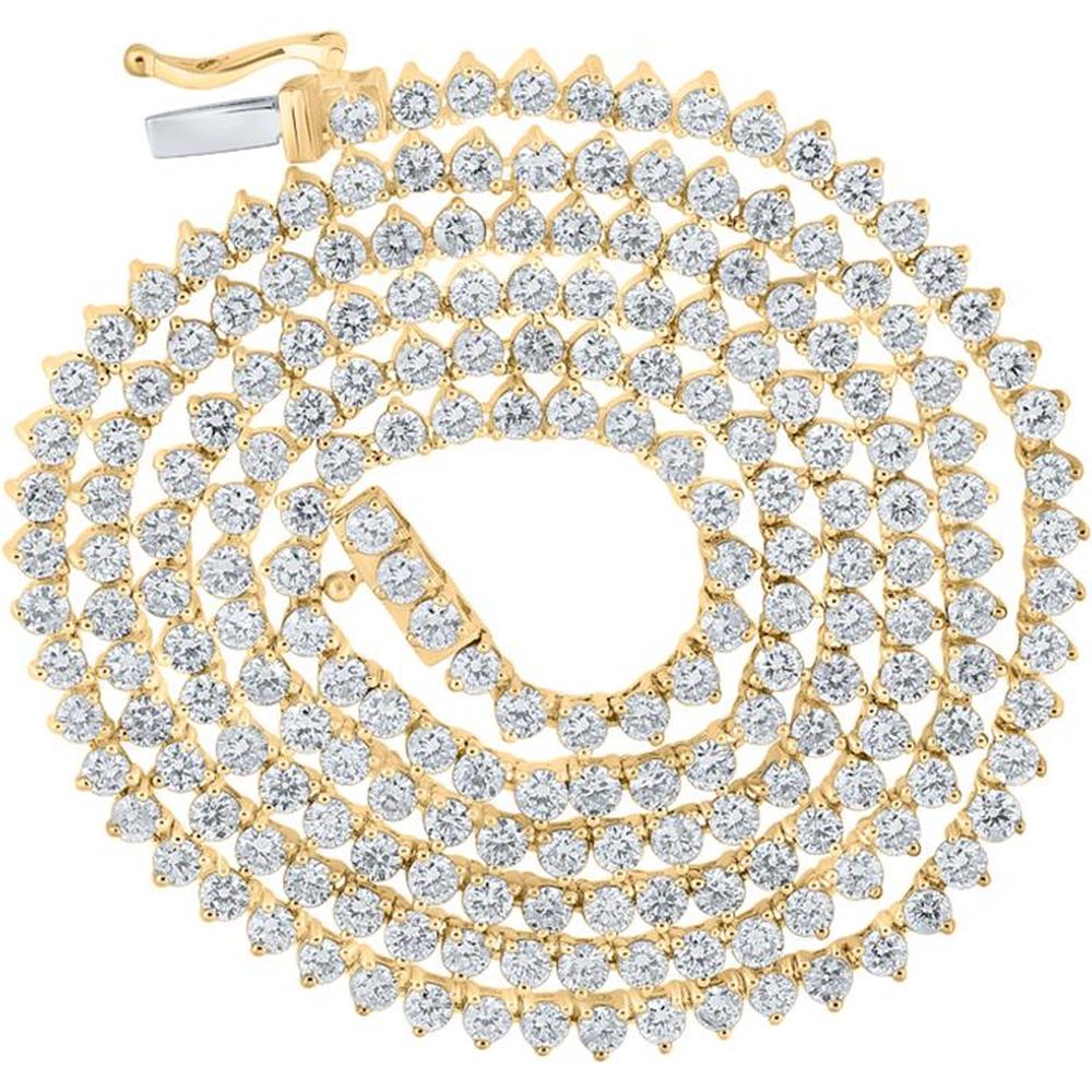 GND 10K Yellow Gold 22-Inch Link Chain Necklace with Prong-Set Round Diamonds - 11.00 Carat Total Diamond Weight