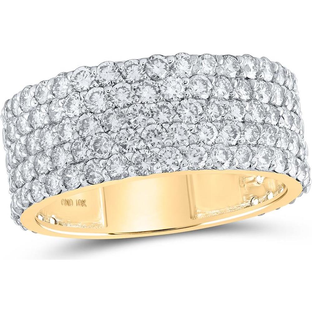 GND 10K Yellow Gold 5-Row Pave Band Ring with Prong-Set Round Diamonds - 4-3/8 Total Diamond Weight