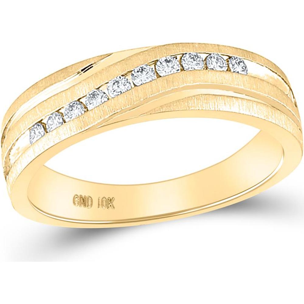 GND 10K Yellow Gold 5mm Channel Set Round Diamond Wedding Band - 1/4 Total Carat Weight