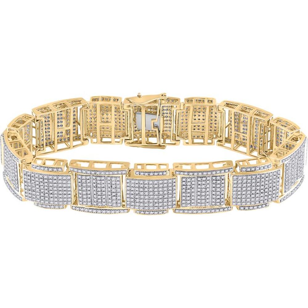 GND 10K Yellow Gold 7.5-Inch Link Bracelet with Prong-Set Round Diamonds - 4.52 Carat Total Diamond Weight