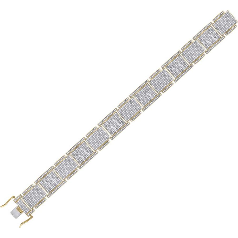 GND 10K Yellow Gold 7.5-Inch Link Bracelet with Prong-Set Round Diamonds - 4.52 Carat Total Diamond Weight