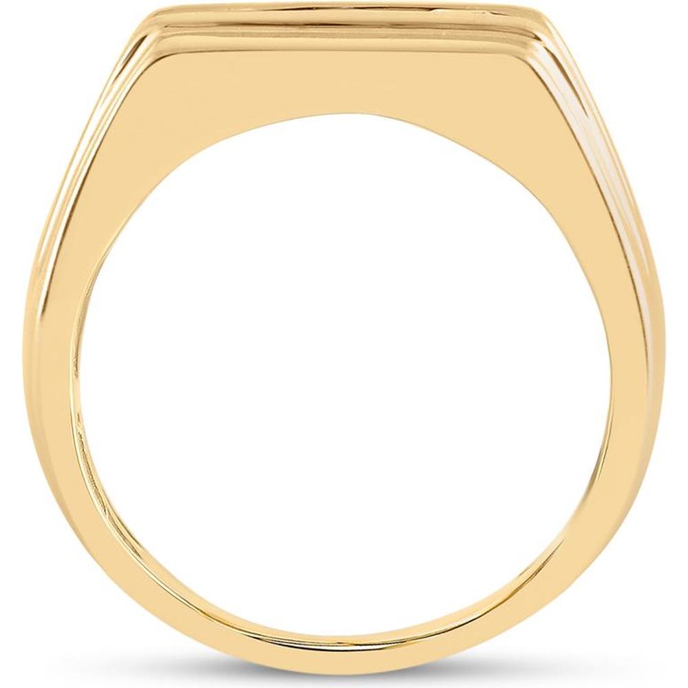 GND 10K Yellow Gold 9mm Flat Top Band Ring with Channel Set Round Diamonds - 1.0 Carat Total Diamond Weight