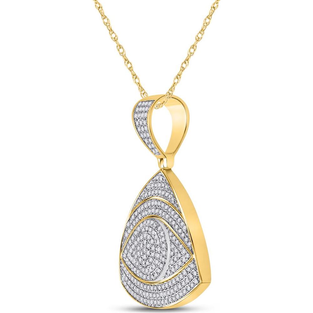 GND 10K Yellow Gold All-Seeing Eye Triangle Charm Pendant with 0.80 Carat Pave-Set Round Diamonds
