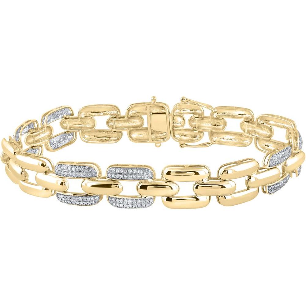 GND 10K Yellow Gold Anchor Link Bracelet with Prong-Set Round Diamonds - 1 Carat Total Diamond Weight