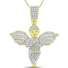 GND 10K Yellow Gold Angel Pendant with Round Pavé-Set Diamonds - 0.40 Carat Total Diamond Weight