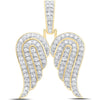 GND 10K Yellow Gold Angel Wing Pendant with Prong-Set Round Diamonds - 0.60 Carat Total Diamond Weight