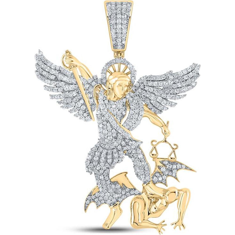 GND 10K Yellow Gold Archangel Pendant with 1.21 Carat Prong-Set Round Diamonds