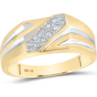 GND 10K Yellow Gold Band Ring with Pave-Set Round Diamonds - 1/10 Total Carat Weight