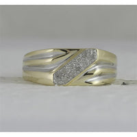 GND 10K Yellow Gold Band Ring with Pave-Set Round Diamonds - 1/10 Total Carat Weight