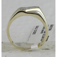 GND 10K Yellow Gold Band Ring with Pave-Set Round Diamonds - 1/10 Total Carat Weight