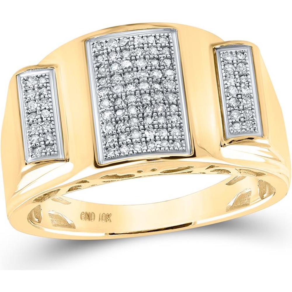 GND 10K Yellow Gold Band Ring with Pave-Set Round Diamonds - 1/4 Total Carat Weight