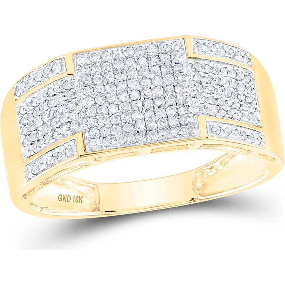 GND 10K Yellow Gold Band Ring with Pave-Set Round Diamonds - 3/8 Total Carat Weight