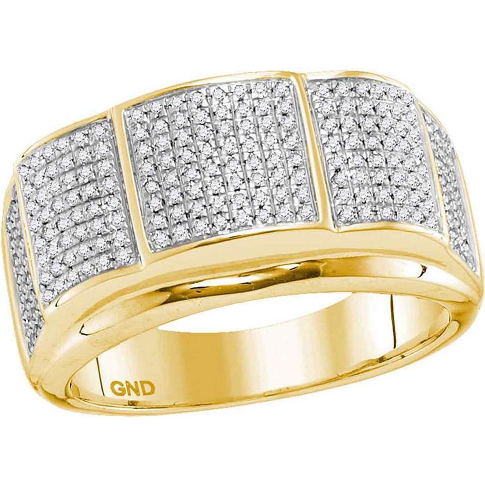 GND 10K Yellow Gold Band Ring with Prong-Set Round Diamonds - 0.50 Carat Total Diamond Weight