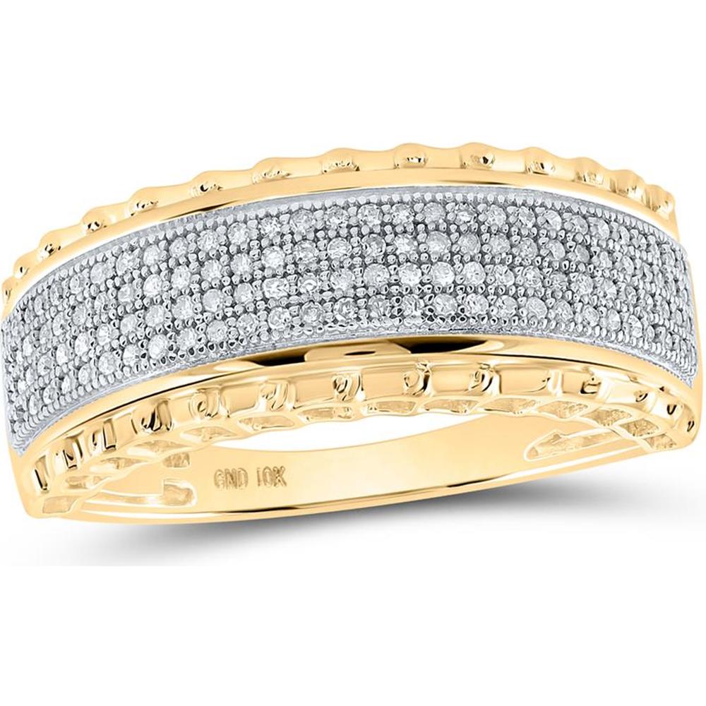 GND 10K Yellow Gold Band Ring with Prong-Set Round Diamonds - 1/3 Total Carat Weight