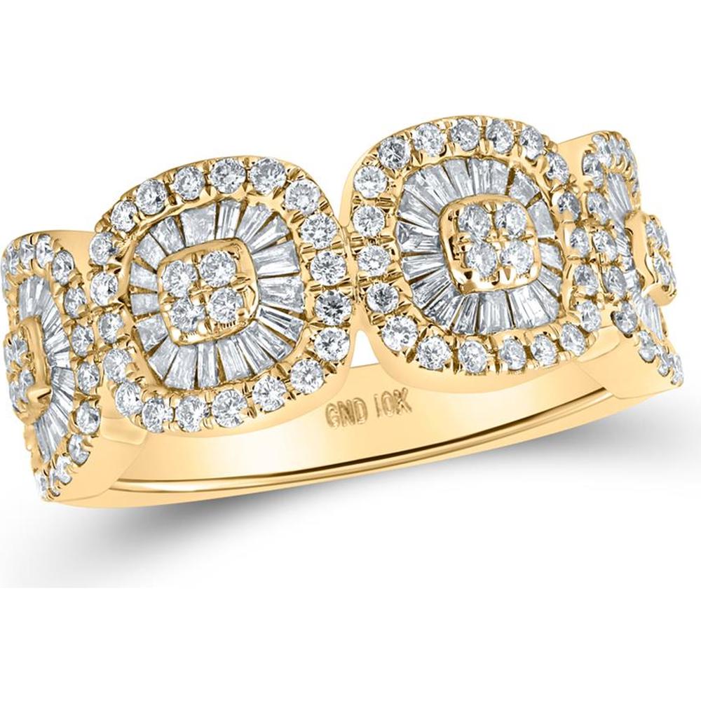 GND 10K Yellow Gold Band with Pavé-Set Round and Channel-Set Baguette Diamonds – 1-1/2 Total Carat Weight