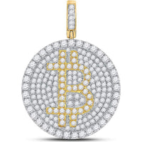 GND 10K Yellow Gold Bitcoin Circle Charm Pendant with 2.5 Carat Total Diamond Weight