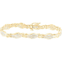 GND 10K Yellow Gold Bracelet with Channel-Set Baguette and Round Diamonds - 1.00 Carat Total Diamond Weight