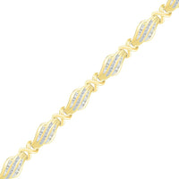 GND 10K Yellow Gold Bracelet with Channel-Set Baguette and Round Diamonds - 1.00 Carat Total Diamond Weight