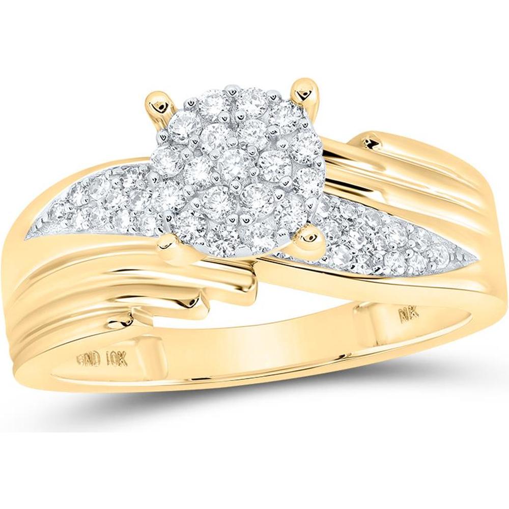 GND 10K Yellow Gold Bridal Engagement Ring with Prong-Set Round Diamond Cluster - 3/8 Total Carat Weight