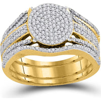 GND 10K Yellow Gold Bridal Wedding Ring Set with Pave-Set Round Diamonds - 3/8 Carat Total Diamond Weight