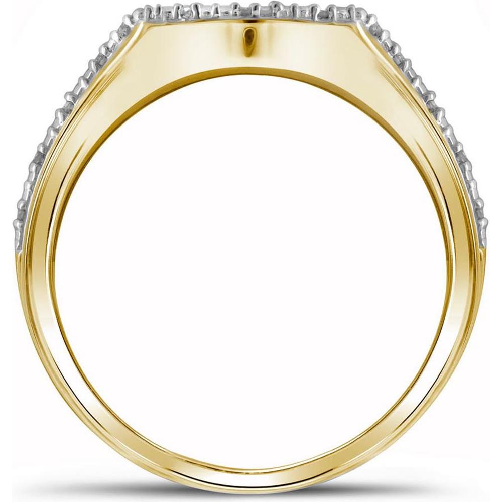 GND 10K Yellow Gold Bridal Wedding Ring Set with Pave-Set Round Diamonds - 3/8 Carat Total Diamond Weight