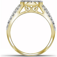 GND 10K Yellow Gold Bridal Wedding Ring Set with Pave-Set Round Diamonds - 3/8 Carat Total Diamond Weight