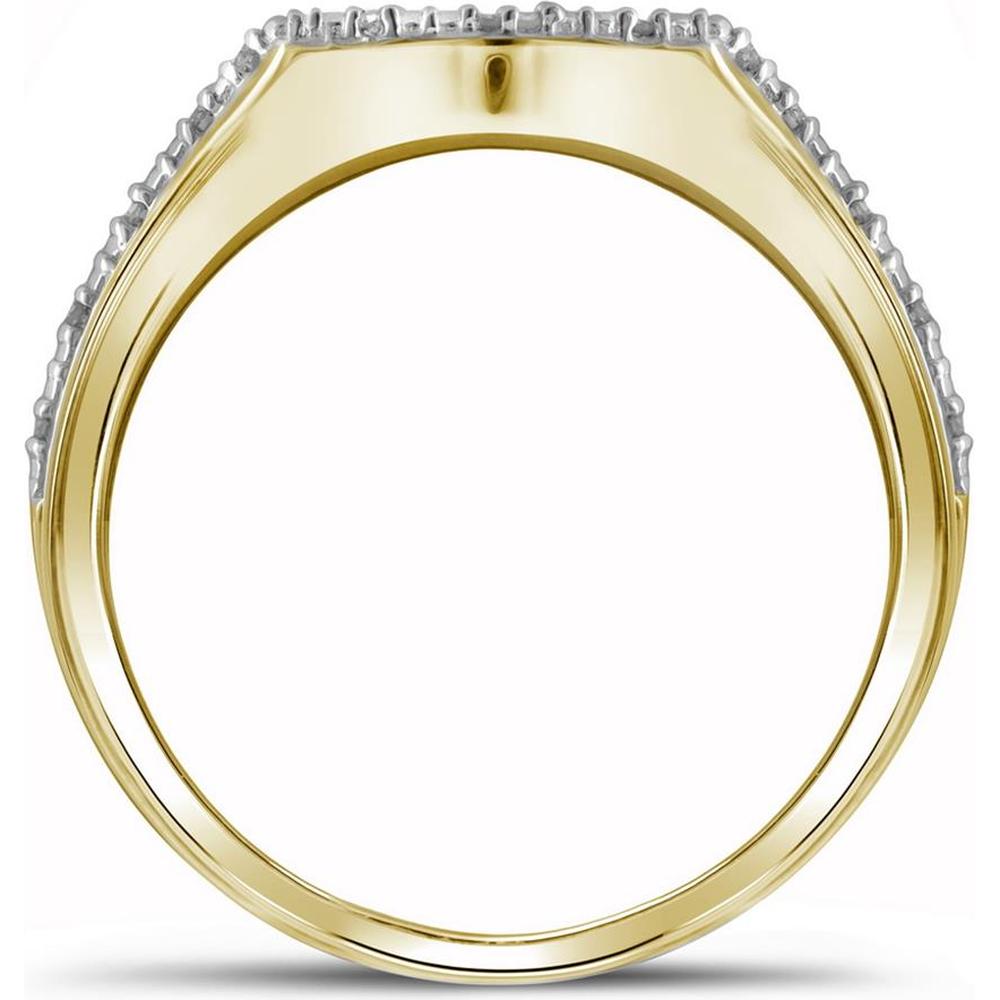 GND 10K Yellow Gold Bridal Wedding Ring Set with Pave-Set Round Diamonds - 3/8 Carat Total Diamond Weight