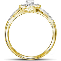 GND 10K Yellow Gold Bridal Wedding Ring Set with Round Diamonds in Prong and Pavé Settings - 0.25 Carat Total Diamond Weight