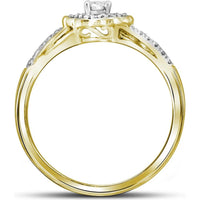 GND 10K Yellow Gold Bridal Wedding Ring Set with Round Diamonds in Prong and Pavé Settings - 0.25 Carat Total Diamond Weight