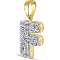 GND 10K Yellow Gold Bubble Initial "F" Pendant with Prong-Set Round Diamonds - 0.50 Carat Total Diamond Weight