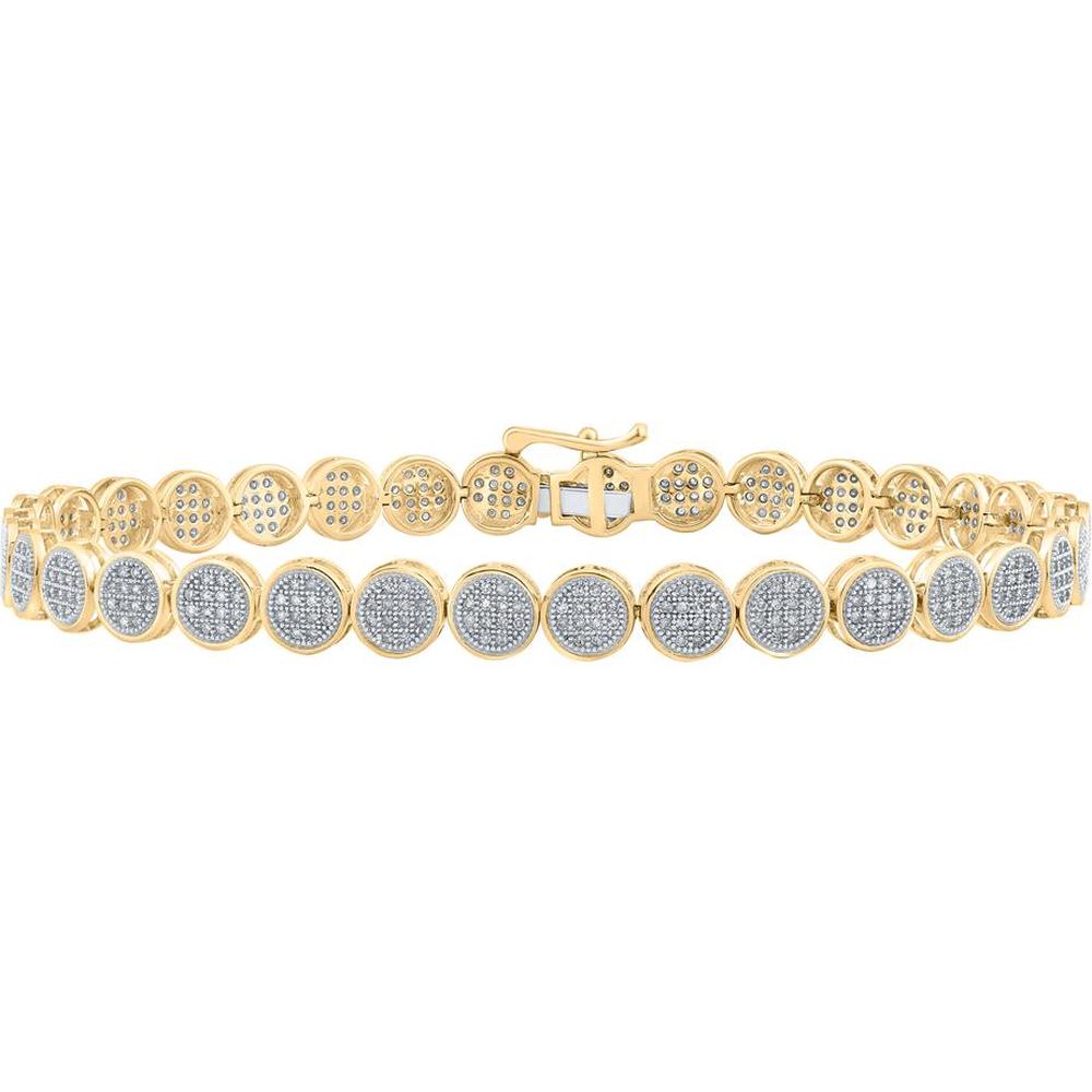 GND 10K Yellow Gold Button Link Bracelet with Round Pave-Set Diamonds – 1.17 Carat Total Diamond Weight